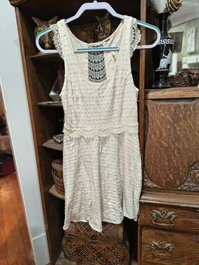 Free People Cream Lace Sleeveless Fit & Flare Dress